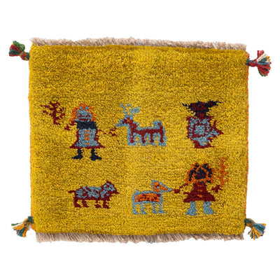 ギャッベ　ペルシャ手織り絨毯　座布団　42×36cm