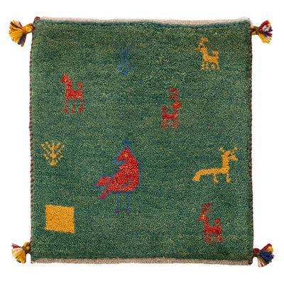 ギャッベ　ペルシャ手織り絨毯　座布団　41×46cm