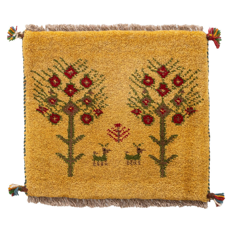 ギャッベ　ペルシャ手織り絨毯　座布団　44×40cm