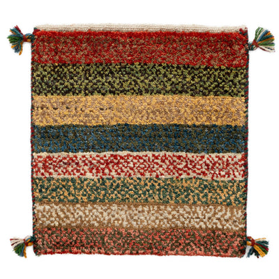 ギャッベ　ペルシャ手織り絨毯　座布団　39×42cm