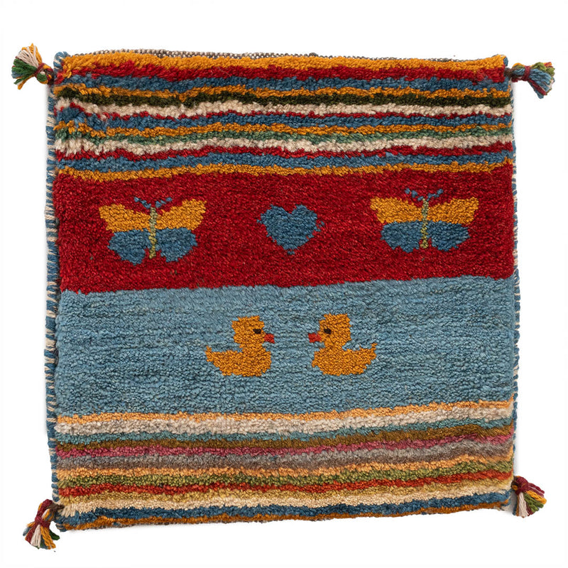 ギャッベ　ペルシャ手織り絨毯　座布団　43×43cm