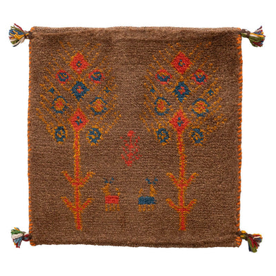 ギャッベ　ペルシャ手織り絨毯　座布団　44×45cm