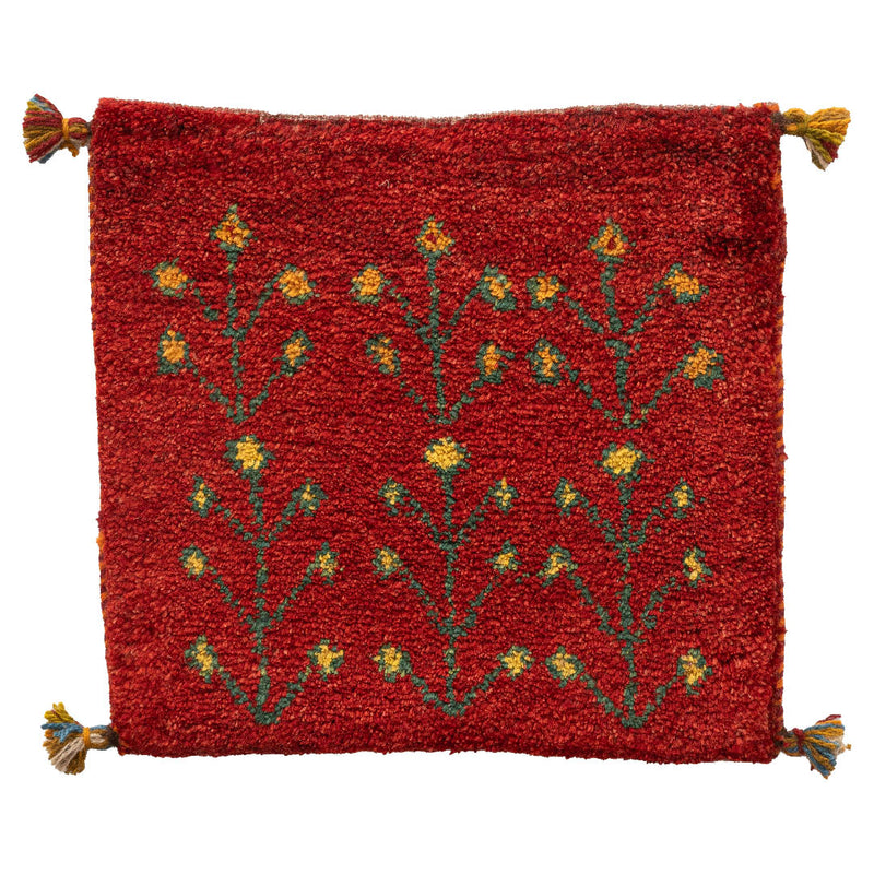 ギャッベ　ペルシャ手織り絨毯　座布団　44×42cm