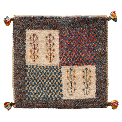 ギャッベ　ペルシャ手織り絨毯　座布団　42×42cm