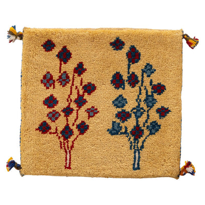 ギャッベ　ペルシャ手織り絨毯　座布団　45×42cm
