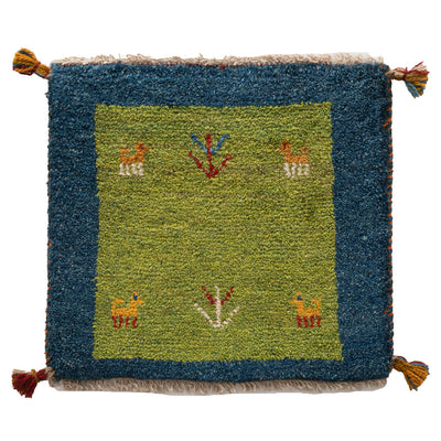 ギャッベ　ペルシャ手織り絨毯　座布団　44×41cm