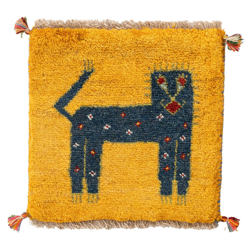 ギャッベ　ペルシャ手織り絨毯　座布団　42×41cm