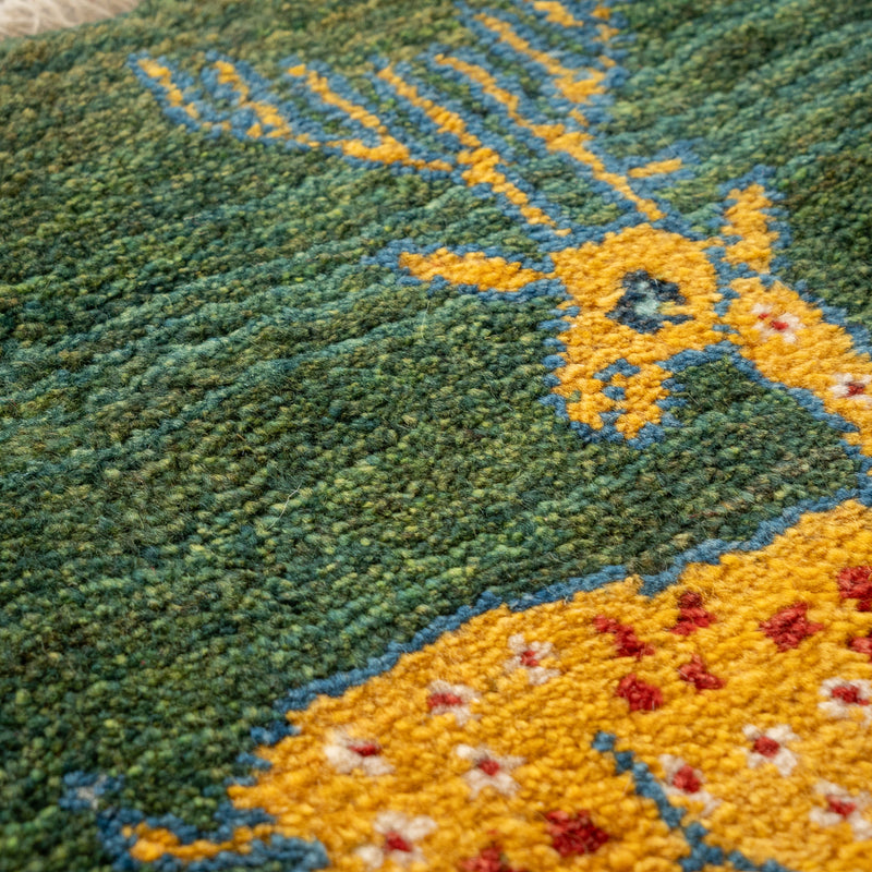 ギャッベ　ペルシャ手織り絨毯　座布団　42×43cm