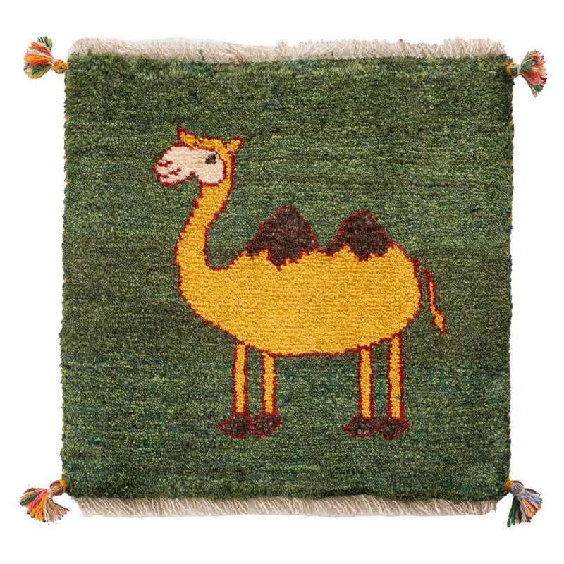 ギャッベ　ペルシャ手織り絨毯　座布団　43×43cm