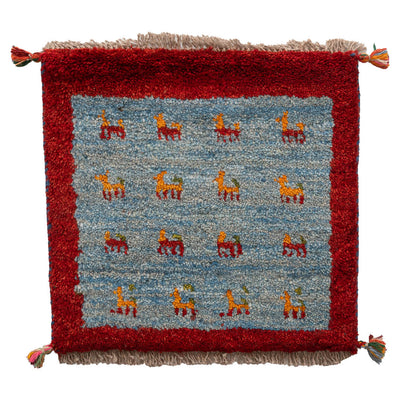 ギャッベ　ペルシャ手織り絨毯　座布団　43×42cm