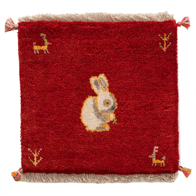 ギャッベ　ペルシャ手織り絨毯　座布団　45×43cm