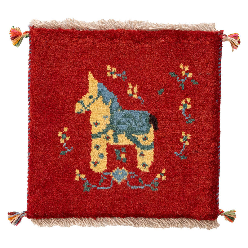 ギャッベ　ペルシャ手織り絨毯　座布団　42×41cm
