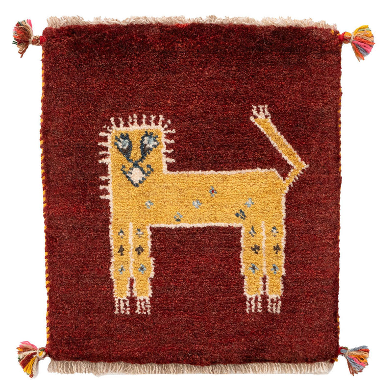 ギャッベ　ペルシャ手織り絨毯　座布団　39×43cm