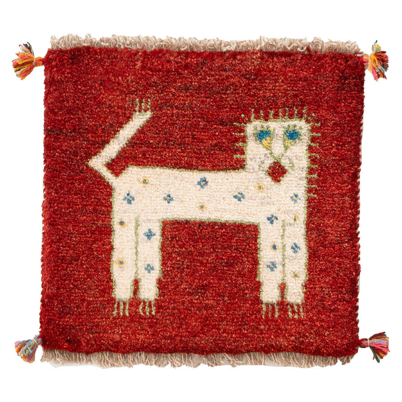 ギャッベ　ペルシャ手織り絨毯　座布団　44×42cm