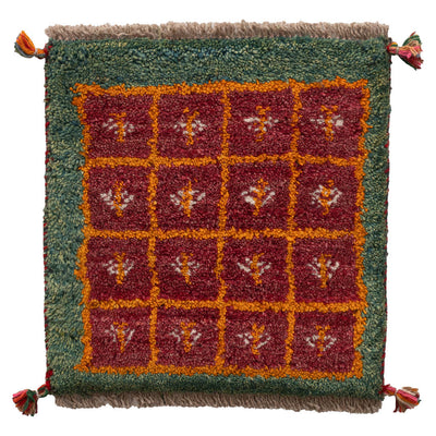 ギャッベ　ペルシャ手織り絨毯　座布団　41×43cm