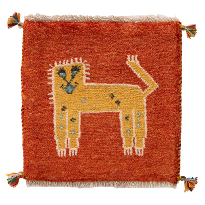 ギャッベ　ペルシャ手織り絨毯　座布団　41×40cm