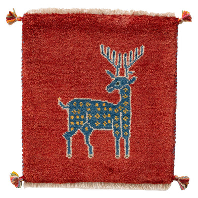 ギャッベ　ペルシャ手織り絨毯　座布団　42×45cm
