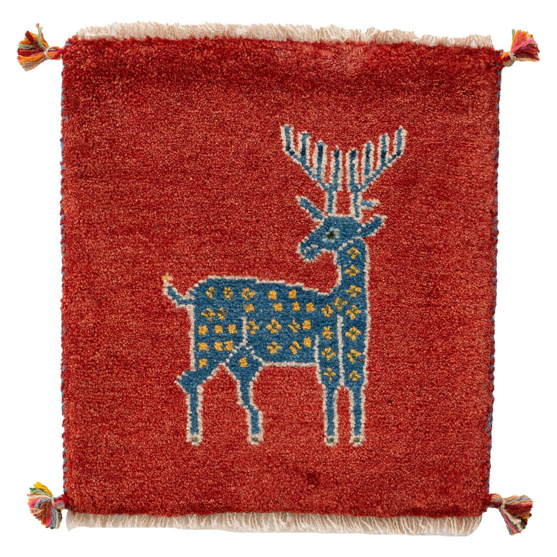 ギャッベ　ペルシャ手織り絨毯　座布団　42×45cm