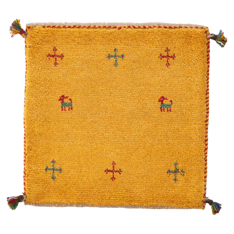 ギャッベ　ペルシャ手織り絨毯　座布団　45×46cm