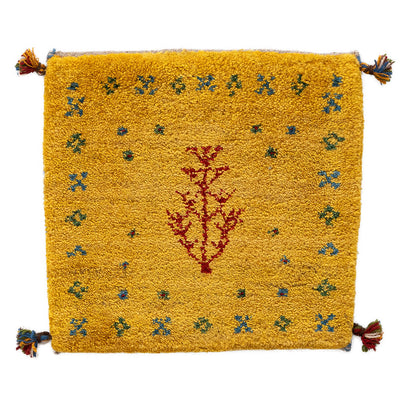ギャッベ　ペルシャ手織り絨毯　座布団　42×40cm