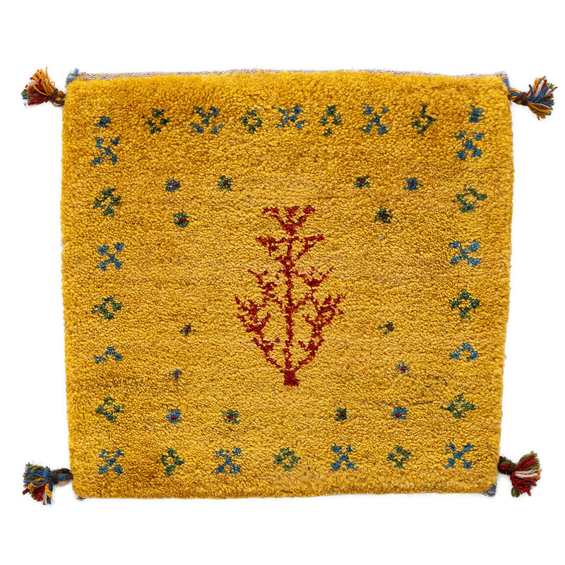 ギャッベ　ペルシャ手織り絨毯　座布団　42×40cm