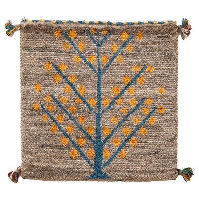 ギャッベ　ペルシャ手織り絨毯　座布団　42×43cm