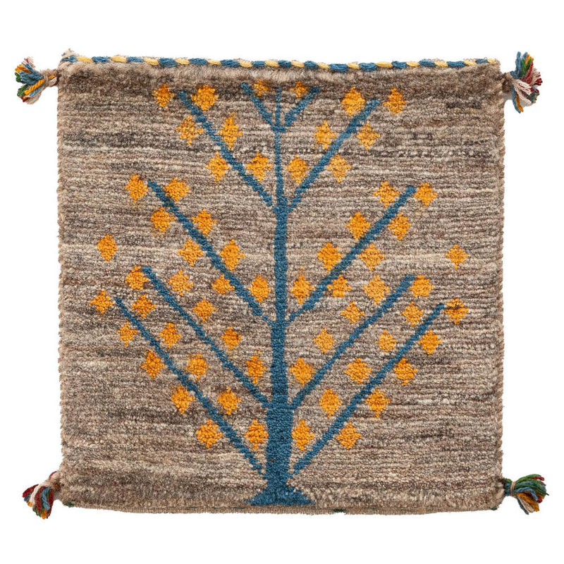ギャッベ　ペルシャ手織り絨毯　座布団　42×43cm