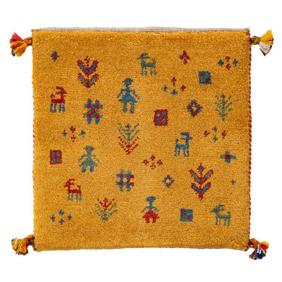 ギャッベ　ペルシャ手織り絨毯　座布団　43×43cm