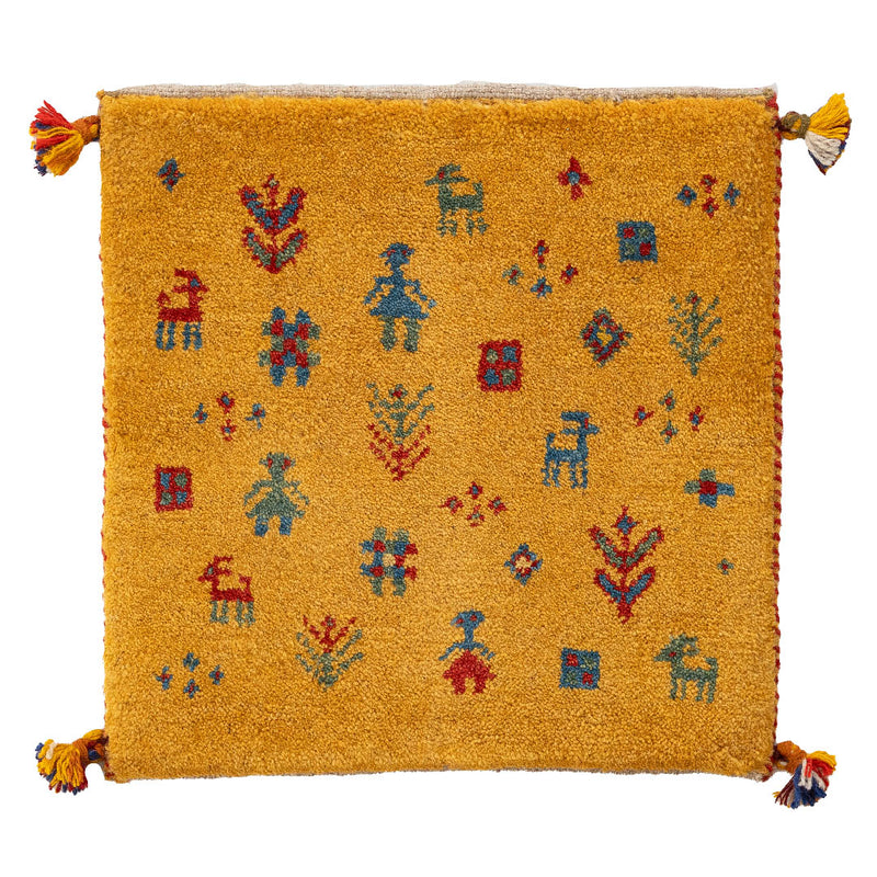 ギャッベ　ペルシャ手織り絨毯　座布団　43×43cm