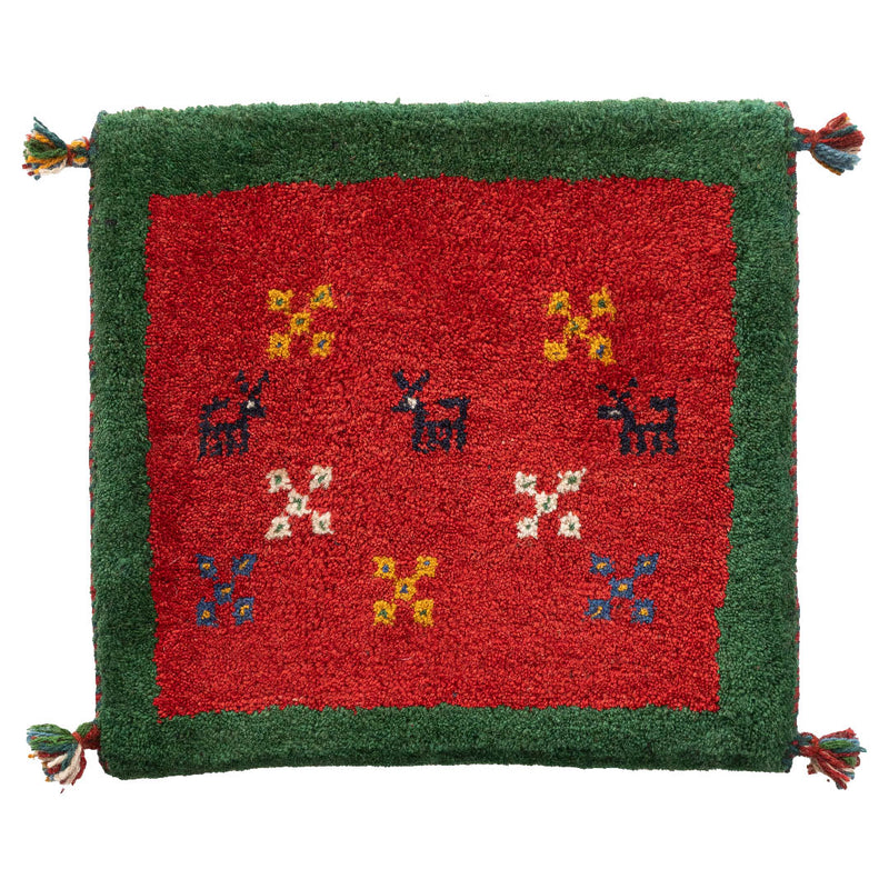 ギャッベ　ペルシャ手織り絨毯　座布団　46×44cm