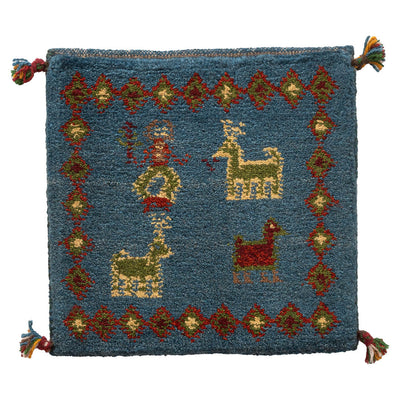 ギャッベ　ペルシャ手織り絨毯　座布団　42×41cm