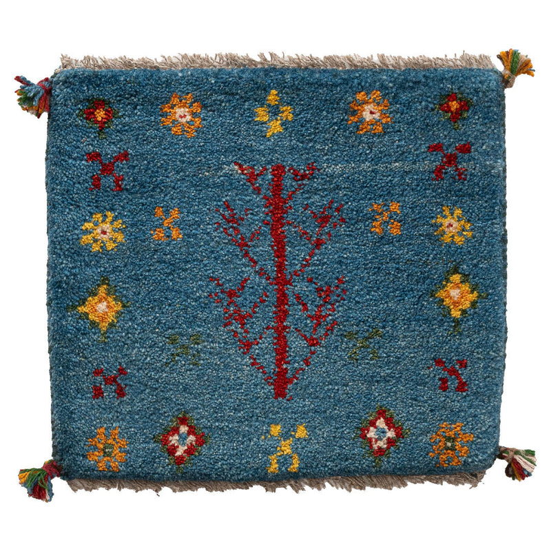 ギャッベ　ペルシャ手織り絨毯　座布団　46×41cm