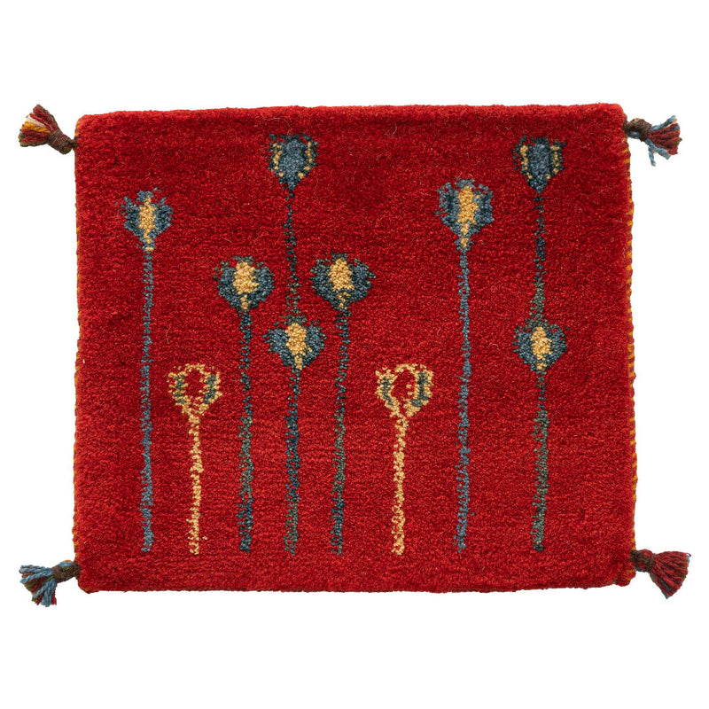 ギャッベ　ペルシャ手織り絨毯　座布団　44×39cm