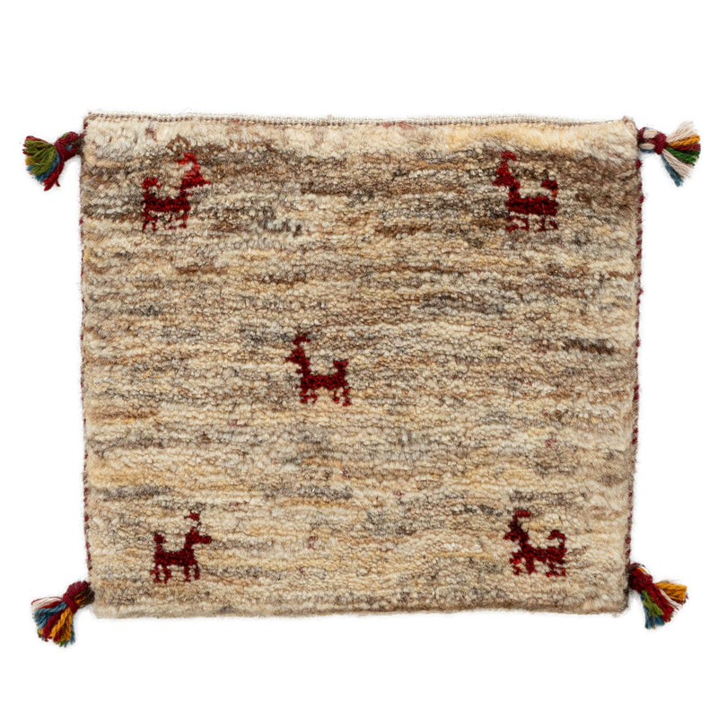 ギャッベ　ペルシャ手織り絨毯　座布団　39×35cm