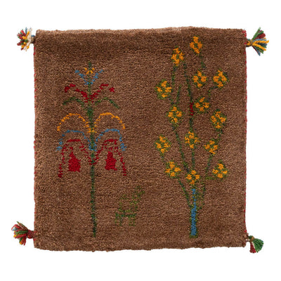 ギャッベ　ペルシャ手織り絨毯　座布団　40×42cm