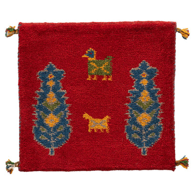 ギャッベ　ペルシャ手織り絨毯　座布団　43×41cm