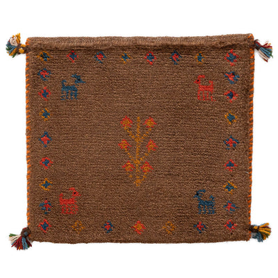 ギャッベ　ペルシャ手織り絨毯　座布団　43×40cm
