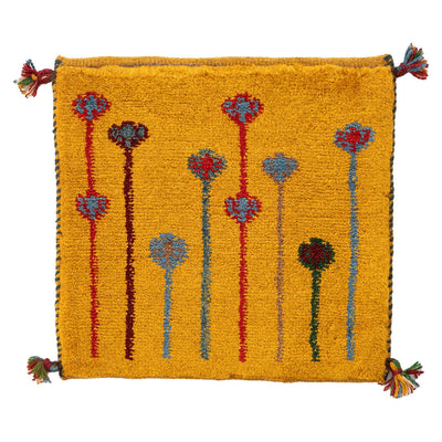 ギャッベ　ペルシャ手織り絨毯　座布団　42×41cm
