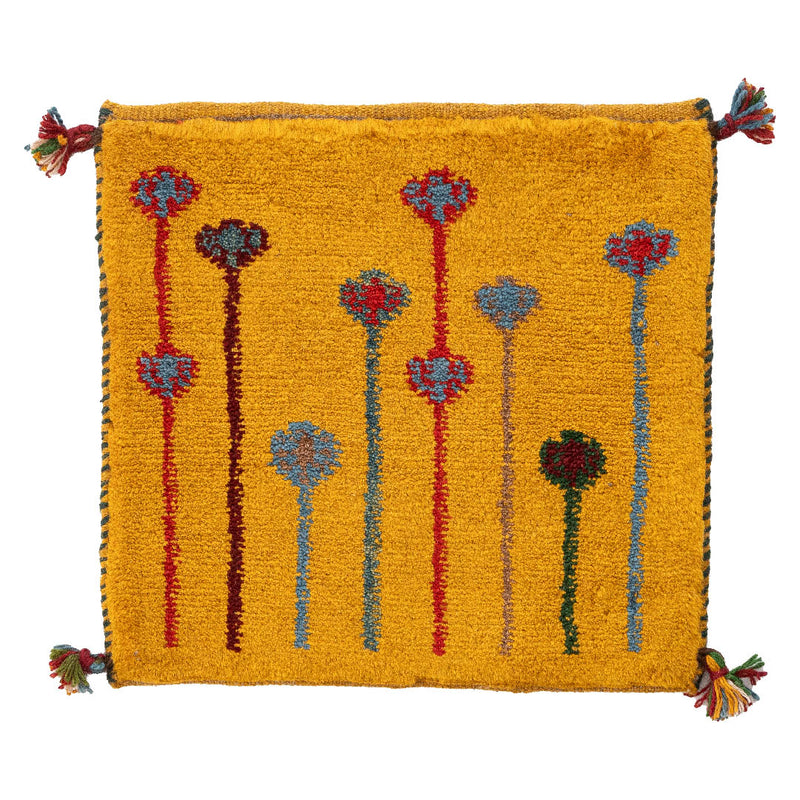 ギャッベ　ペルシャ手織り絨毯　座布団　42×41cm