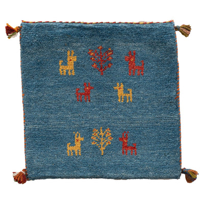 ギャッベ　ペルシャ手織り絨毯　座布団　43×42cm