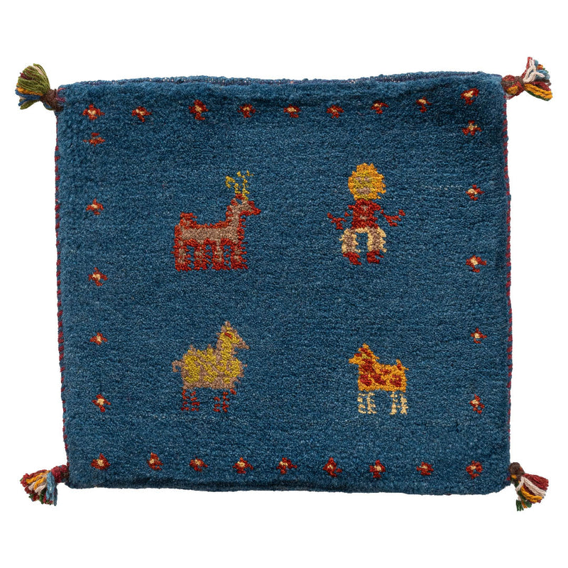 ギャッベ　ペルシャ手織り絨毯　座布団　43×40cm