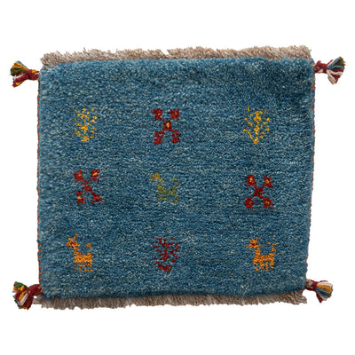 ギャッベ　ペルシャ手織り絨毯　座布団　42×37cm