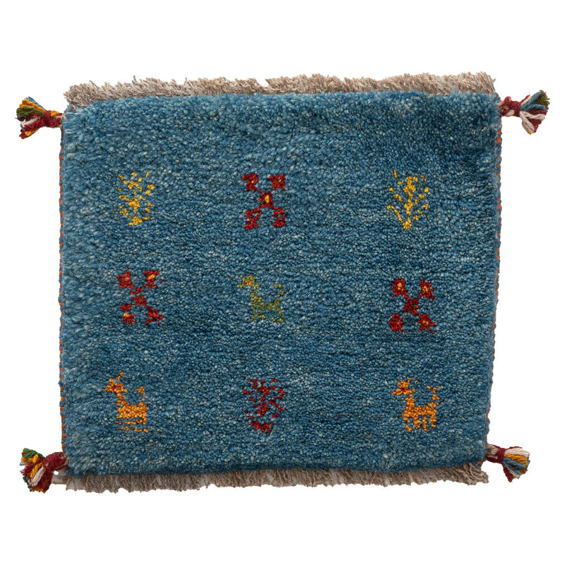 ギャッベ　ペルシャ手織り絨毯　座布団　42×37cm