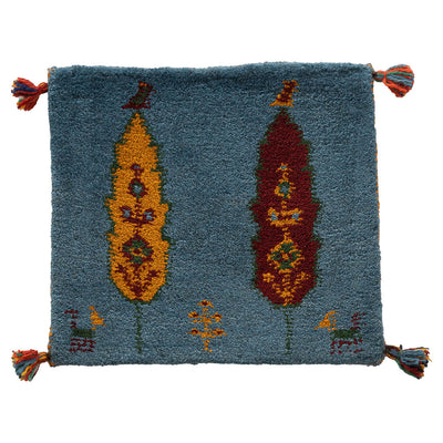 ギャッベ　ペルシャ手織り絨毯　座布団　43×40cm