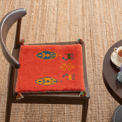 ギャッベ　ペルシャ手織り絨毯　座布団　40×40cm