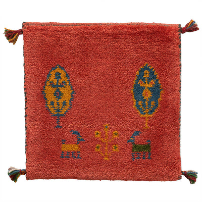 ギャッベ　ペルシャ手織り絨毯　座布団　40×40cm