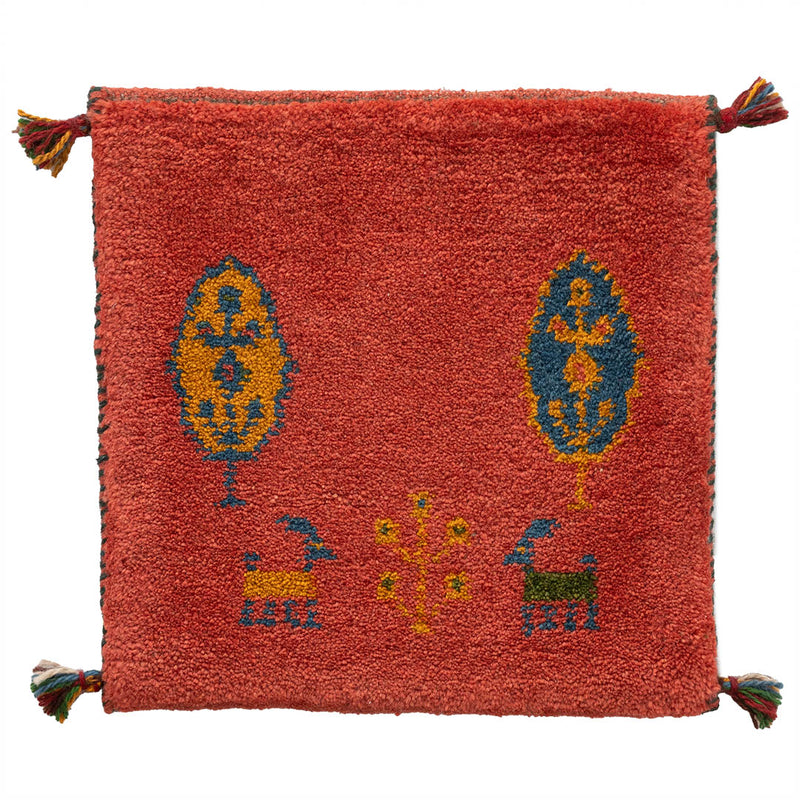 ギャッベ　ペルシャ手織り絨毯　座布団　40×40cm