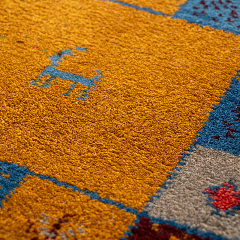 ギャッベ　ペルシャ手織り絨毯　座布団　46×44cm