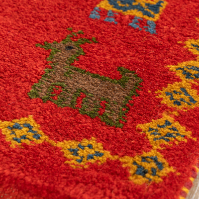 ギャッベ　ペルシャ手織り絨毯　座布団　40×41cm