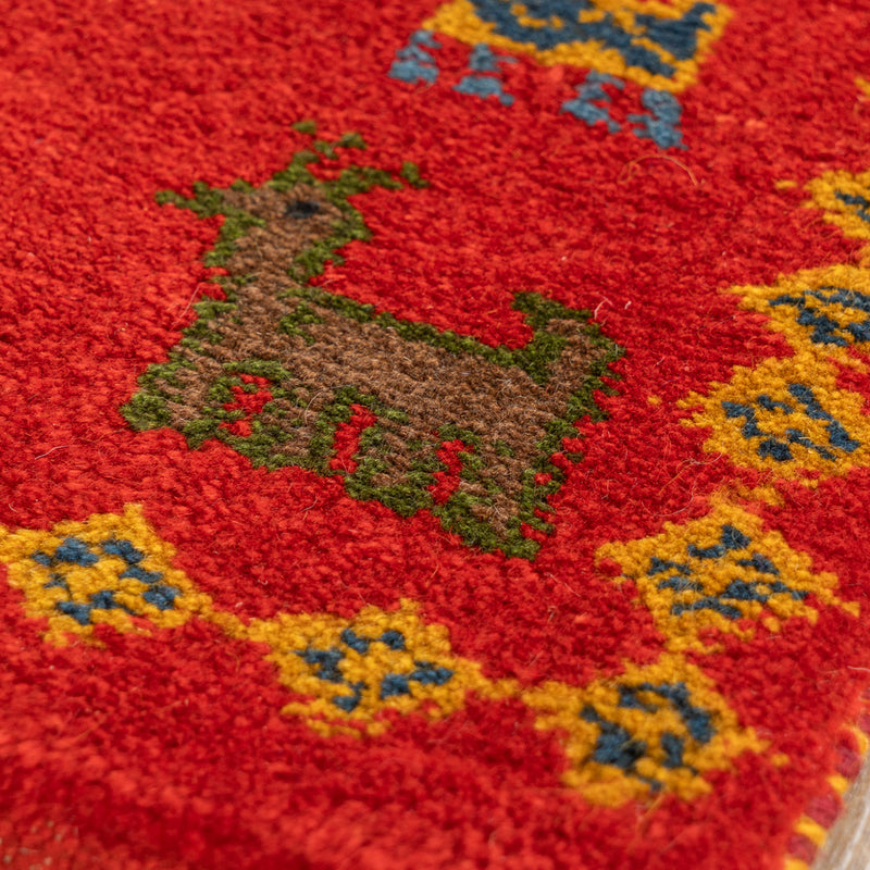 ギャッベ　ペルシャ手織り絨毯　座布団　40×41cm